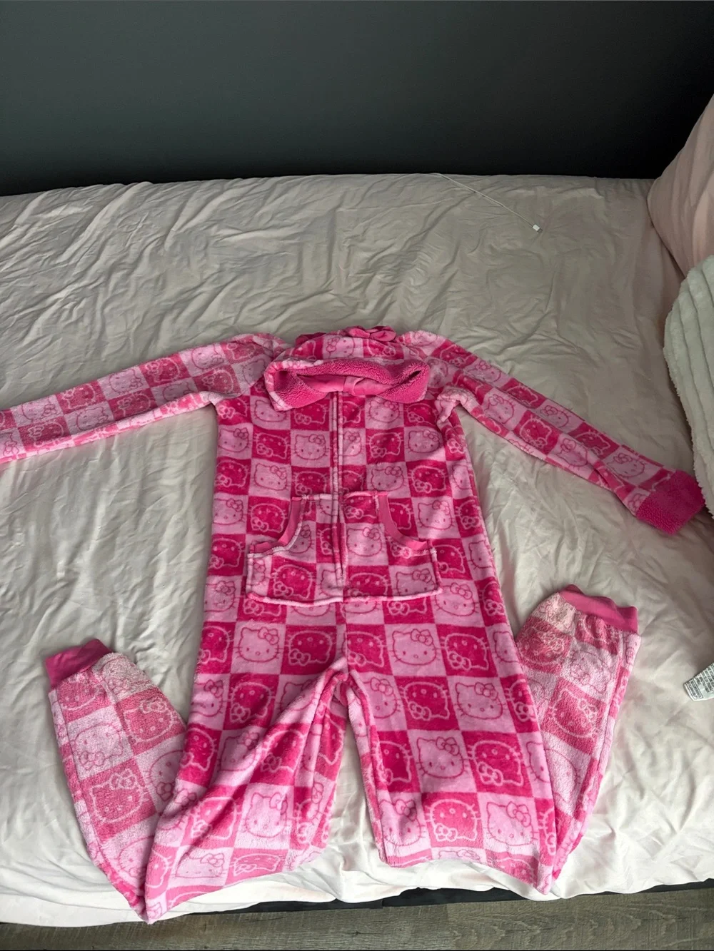Hello Kitty Pink Fleece One-Piece Footie Pajamas